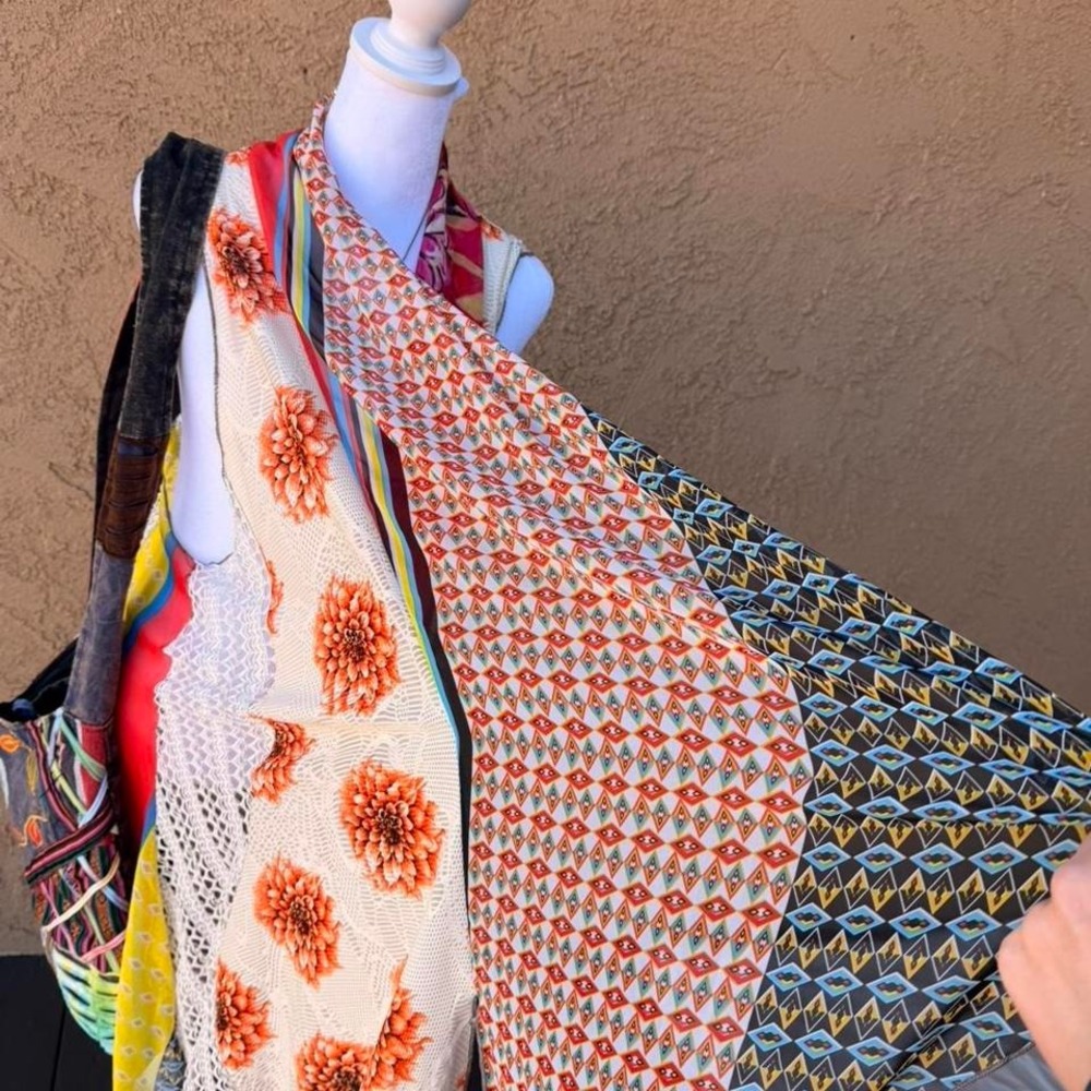 boho multicolored mesh duster with lace - Picture 5 of 5